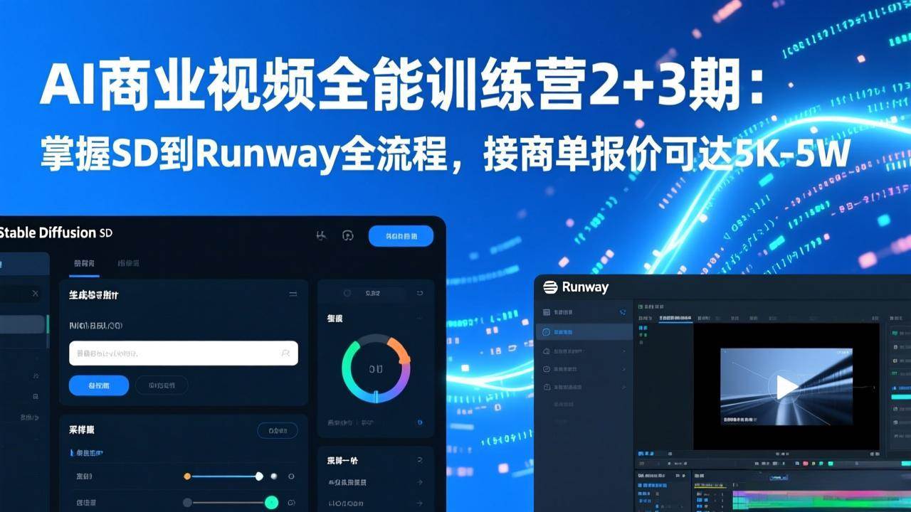 （17235期）AI商业视频全能训练营2+3期：掌握SD到Runway全流程，接商单报价可达5K-5W