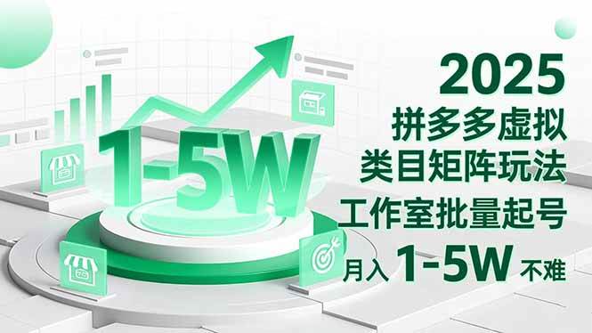 （16548期）2025 拼多多虚拟类目矩阵玩法，工作室批量起号，月入 1-5W 不难