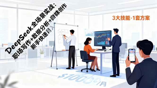 （16418期）DeepSeek全场景实战：职场写作+数据分析+自媒体创作，新手快速月入过万