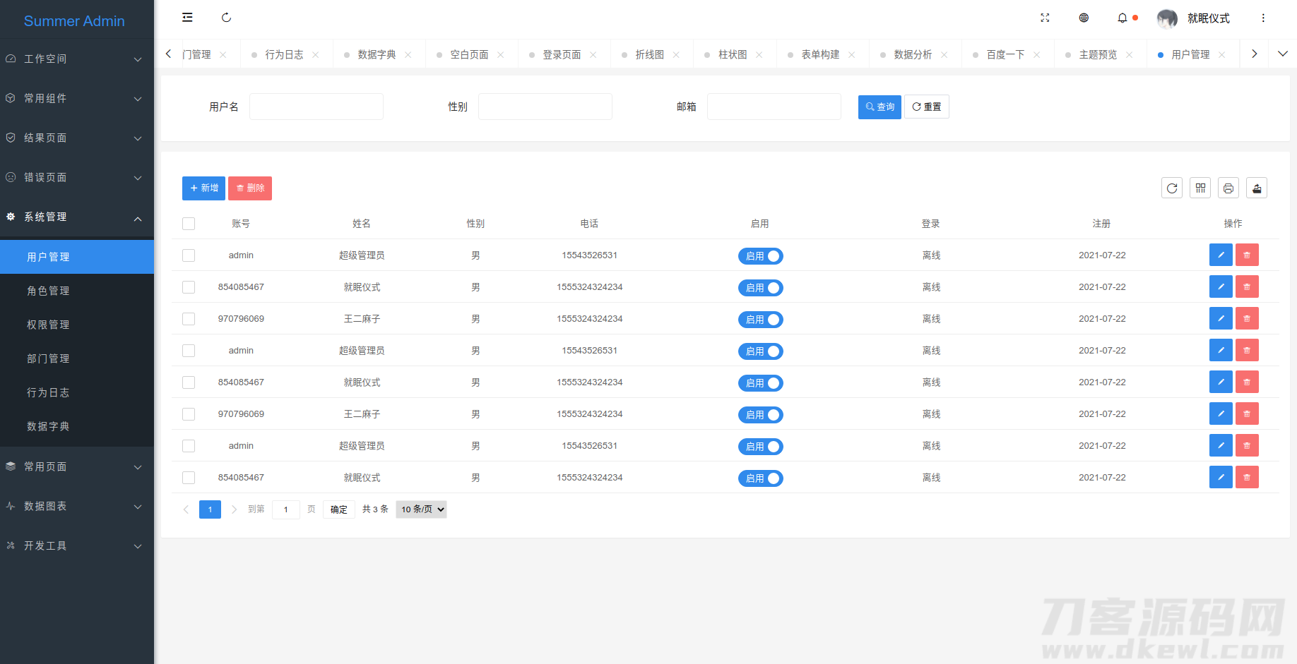 2021-07-22_20-51_1.png 一款漂亮有质感的Layui后台模板SummerAdmin