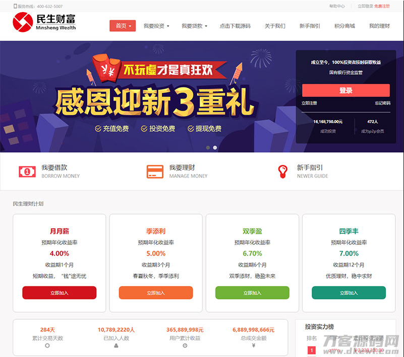 方维3.4专业P2P网络贷款借贷系统投资理财平台网站源码