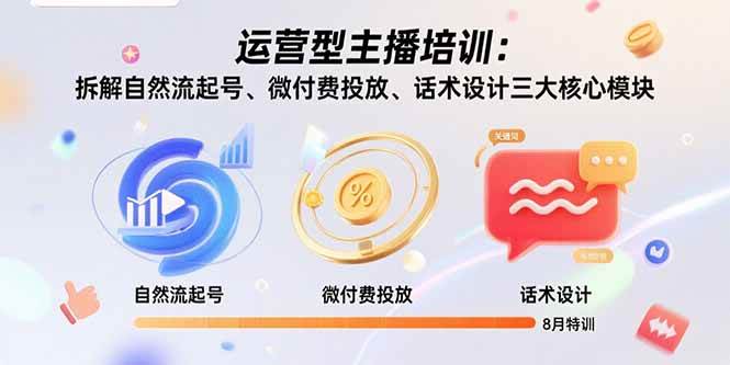 （15654期）运营型主播培训：拆解自然流起号、微付费投放、话术设计三大核心模块-8月