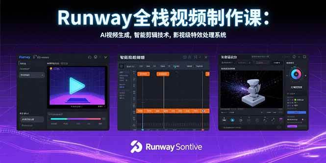 （15515期）Runway全栈视频制作课：AI视频生成，智能剪辑技术，影视级特效处理系统