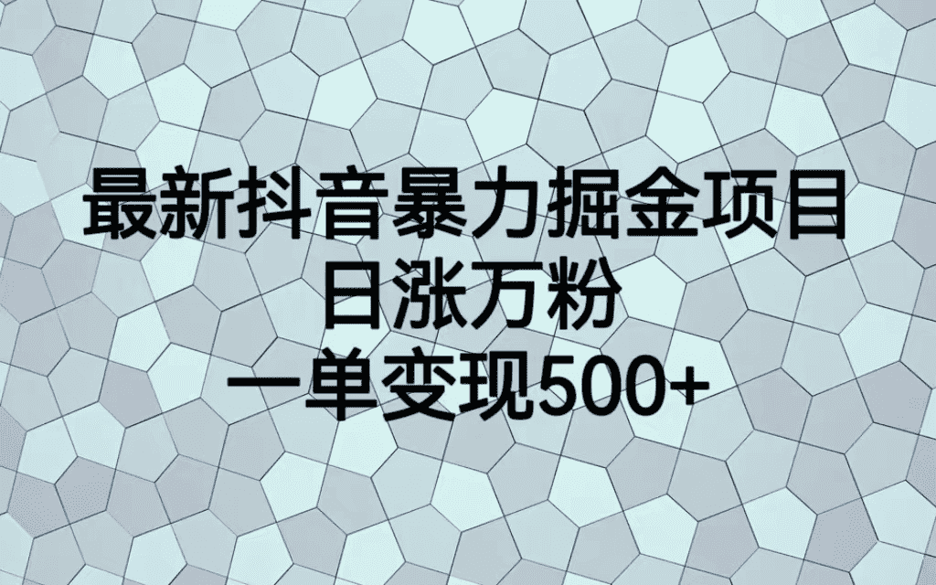（7100期）最火热的抖音暴力掘金项目，日涨万粉，多种变现方式，一单变现可达500+